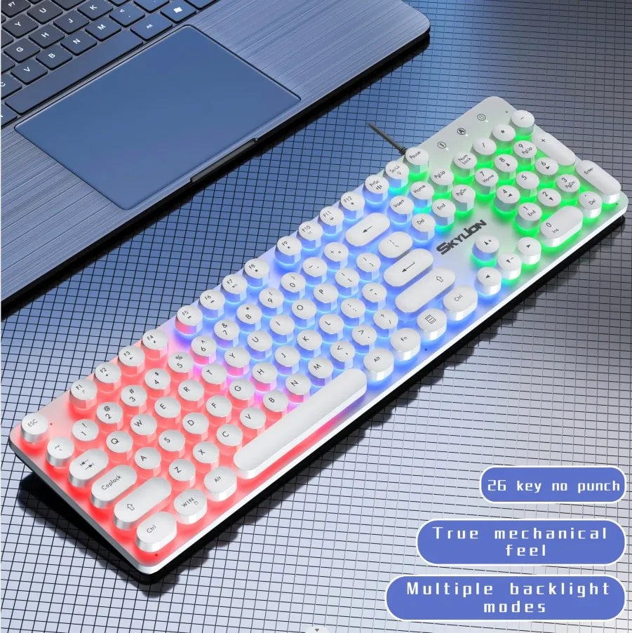 Colorful Lighting Gaming Wired 104 Keys Membrane Keyboard