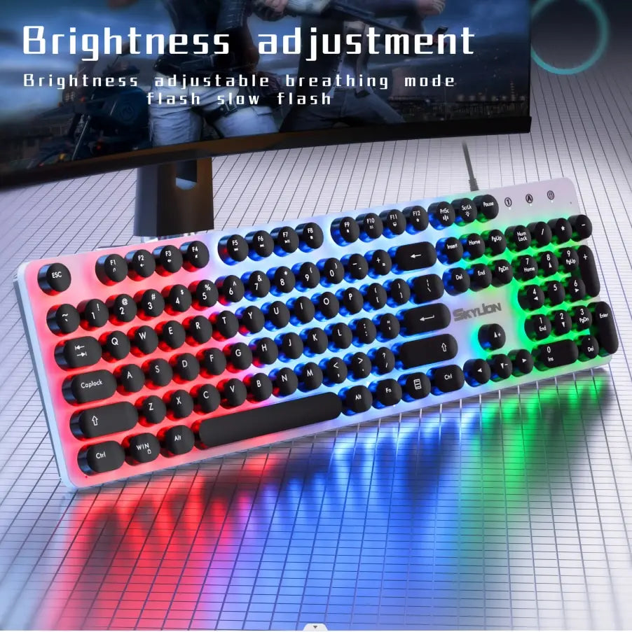 Colorful Lighting Gaming Wired 104 Keys Membrane Keyboard