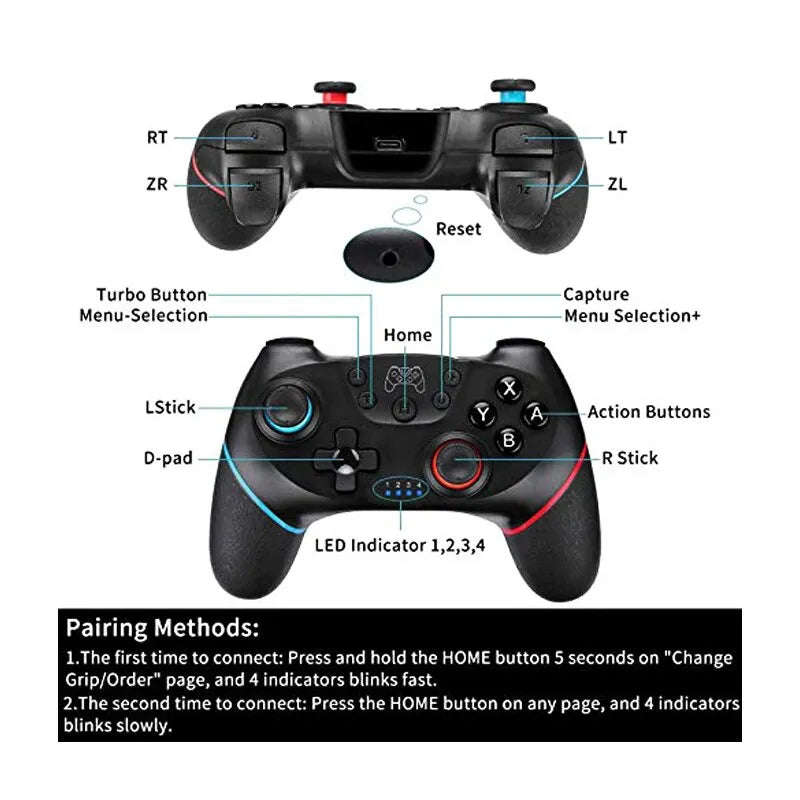 Wireless Controller Compatible-Nintendo Switch Adjustable Turbo with 6-Axis