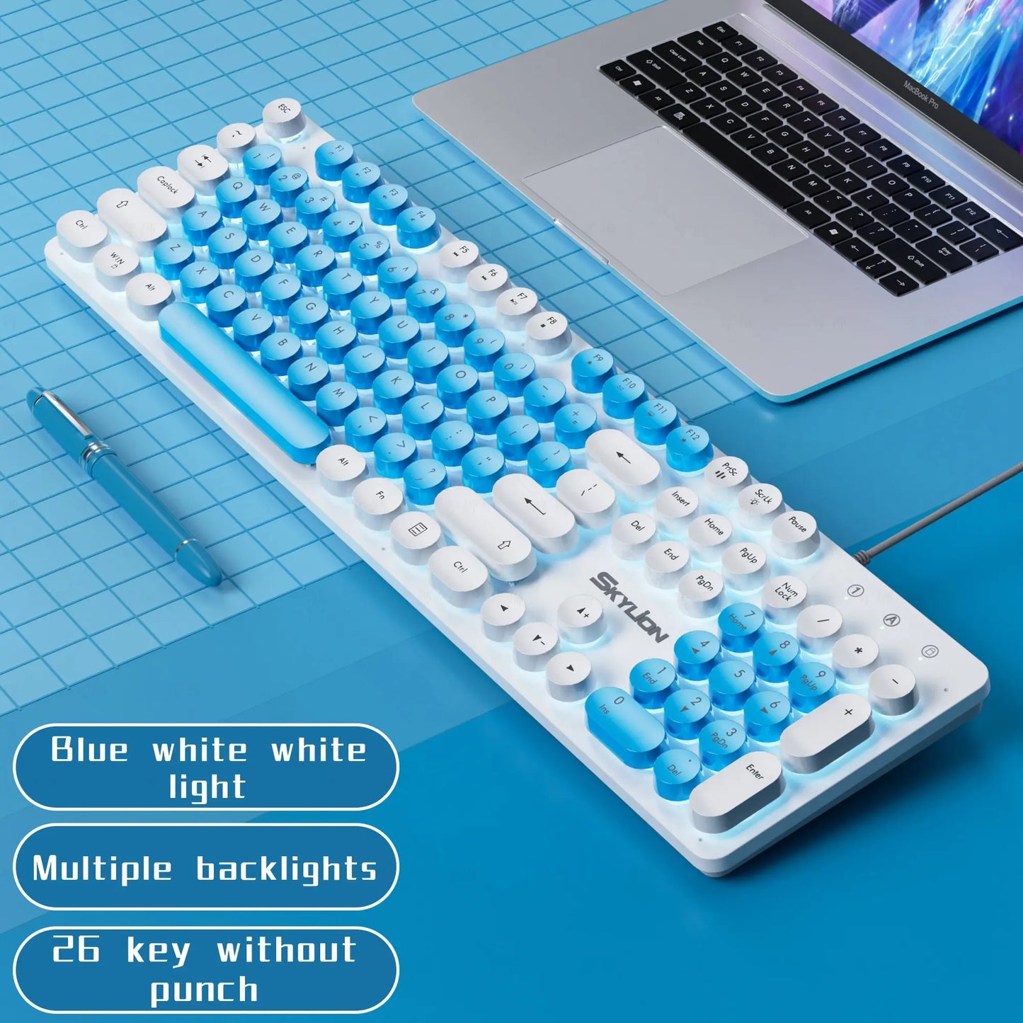 Colorful Lighting Gaming Wired 104 Keys Membrane Keyboard