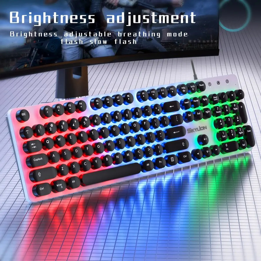 Colorful Lighting Gaming Wired 104 Keys Membrane Keyboard